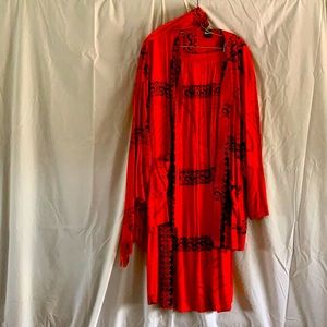 3 piece - long sleeve jacket, long skirt & scarf